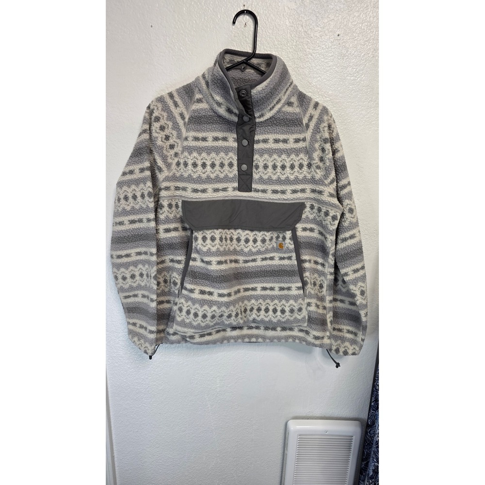 Carhartt Sherpa Fleece Pullover Women Size M Gray Excellent